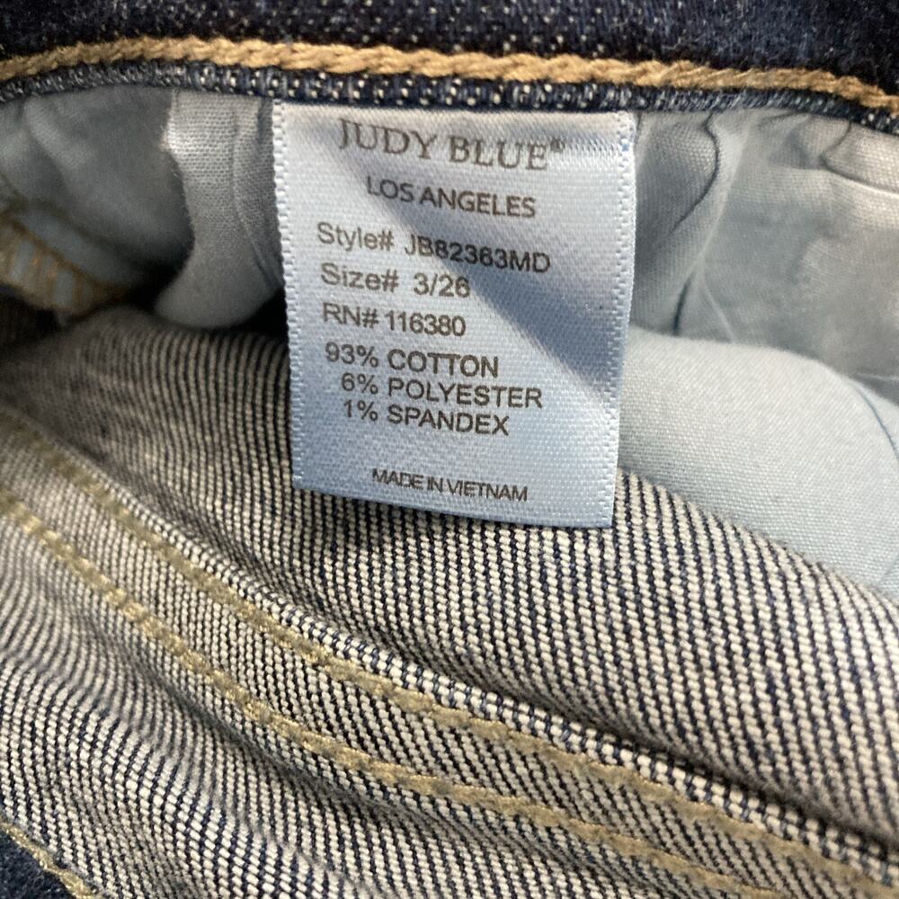 Judy Blue Jeans Women 3/26 Boyfriend Fit Blue Mid Rise Medium Wash Distressed - Picture 11 of 12